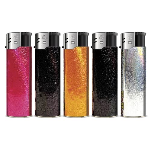 Einwegfeuerzeug Piezo TOBALIQ Alu Glitzer Glitzer Steller mit 50 Stück – Einzelpackung – Produktabbildung
