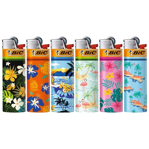Einwegfeuerzeug Stein BIC Maxi Hawaiian Shirt Steller mit 50 Stück – Einzelpackung – Produktabbildung