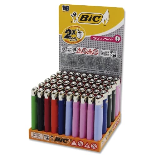 Einwegfeuerzeug Stein BIC Slim neutral farblich sortiert Steller 50 St – Einzelpackung – Produktabbildung