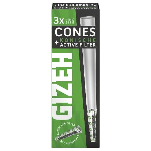GIZEH Black Cones + konische Active Filter – Einzelpackung – Produktabbildung
