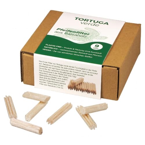 Pfeifenfilter TORTUGA VERDE Balsaholz 9 mm 110 Stück – Einzelpackung – Produktabbildung