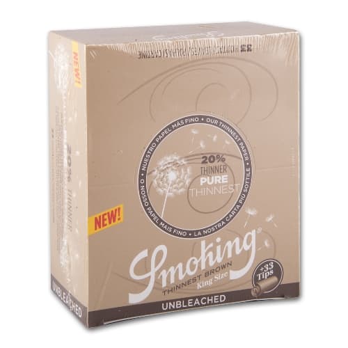 SMOKING Thinnest Brown King Size + Tips – Einzelpackung – Produktabbildung