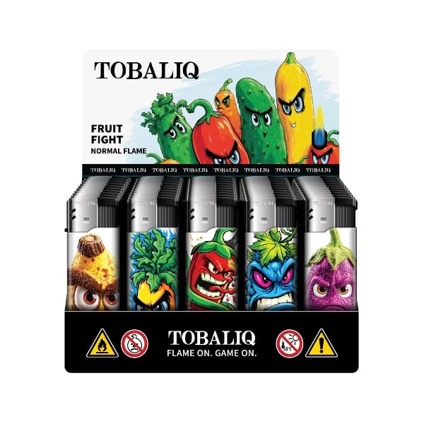 Einwegfeuerzeug Piezo TOBALIQ Fruit Fight Steller mit 50 Stück – Einzelpackung – Produktabbildung