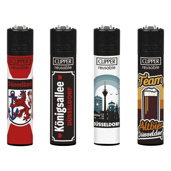 Einwegfeuerzeug Stein CLIPPER Düsseldorf Steller mit 48 Stück – Einzelpackung – Produktabbildung