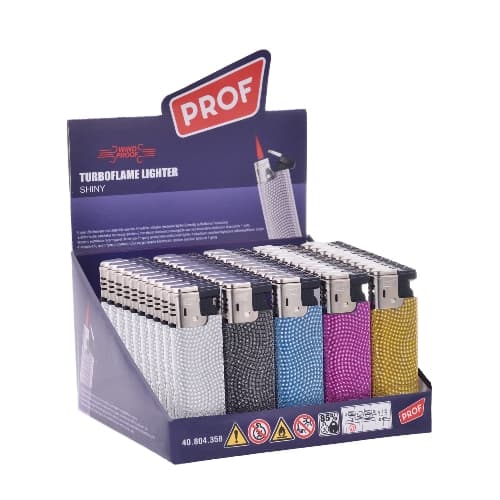 Feuerzeug Turbo PROF Shiny Stickers Display mit 50 Stück – Einzelpackung – Produktabbildung