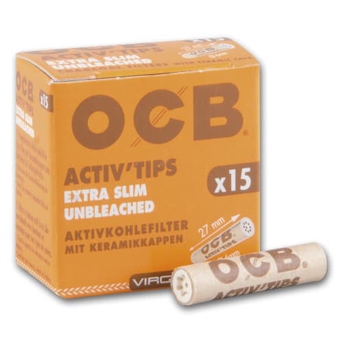 OCB Activ'Tips Extra Slim Unbleached 6mm – Einzelpackung – Produktabbildung