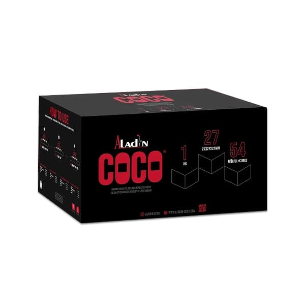 Wasserpfeifenkohle Kokosnuss ALADIN COCO 27mm 1kg – Einzelpackung – Produktabbildung