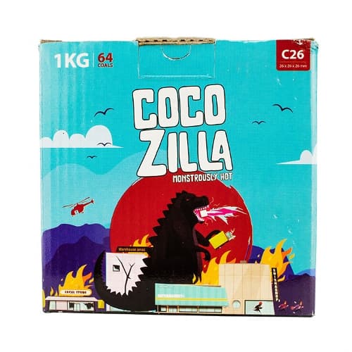 Wasserpfeifenkohle Kokosnuss COCOZILLA C26 1kg – Einzelpackung – Produktabbildung