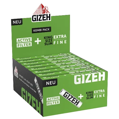 GIZEH Black King Size Slim 16 x 34 + 16 Active Filter – Produktabbildung