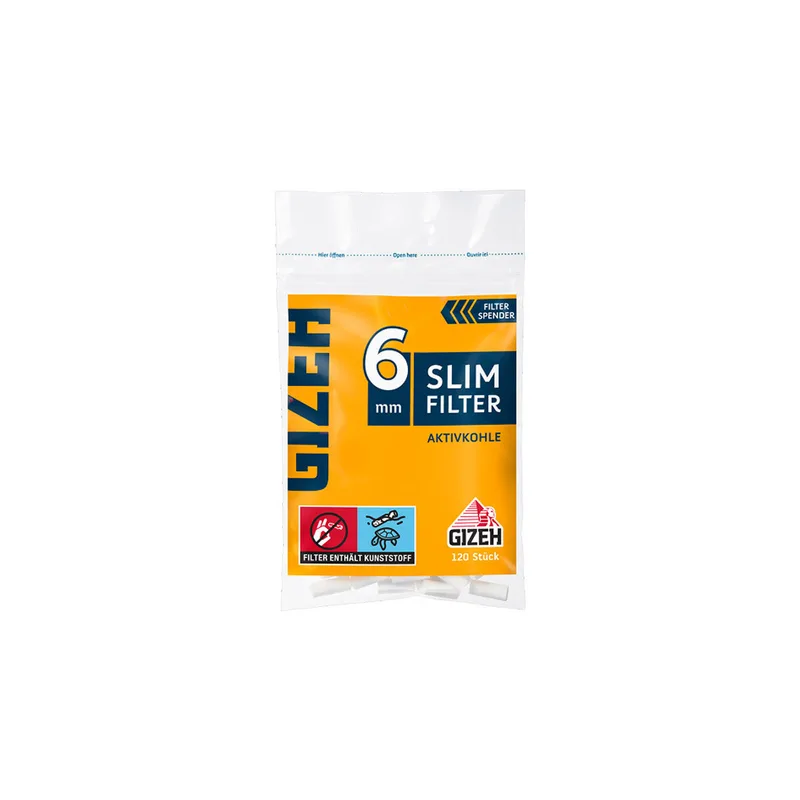 GIZEH Slim Filter Aktivkohle 20x120 – Produktabbildung