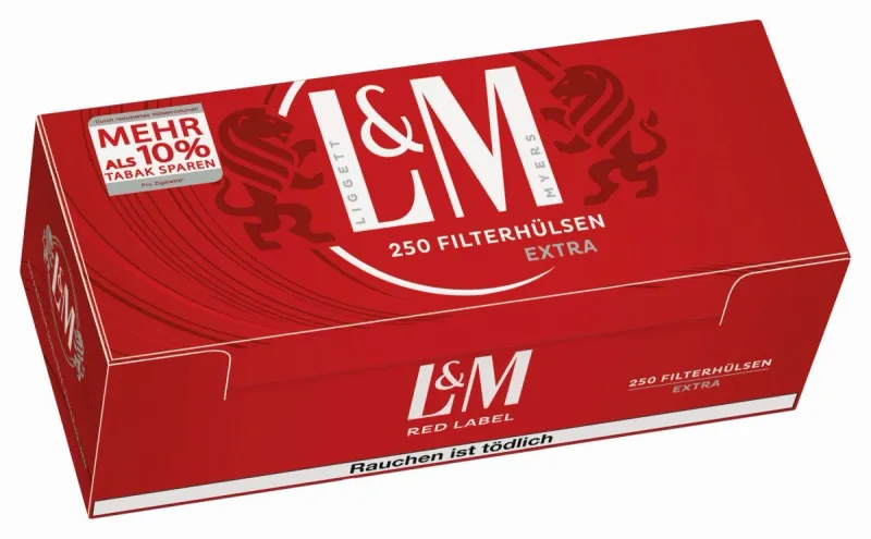 L&M Extra Filterhülsen Red Label (4) 250 Stück Packung – Produktabbildung
