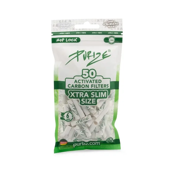 PURIZE Ø 6 mm Aktivkohle XTRA Slim Size Weiß 50 Stück – Produktabbildung